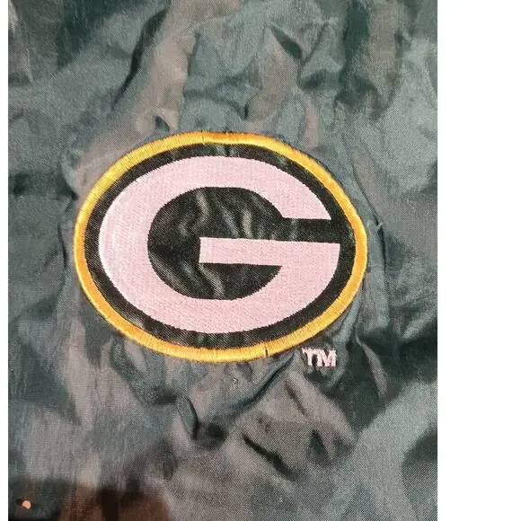 Vintage Jerzees Green Bay Packers NFL Hooded Windbreaker Jacket Large 90s